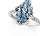 White gold Fancy Blue Marquise Cut Diamond Halo Pave Band with Four-Prong Setting_4
