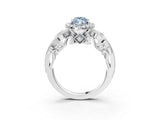 White gold Fancy Blue Marquise Cut Diamond Halo Ring with Milgrain Pavé Band and Four-Prong Setting_68
