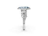 White gold Fancy Blue Marquise Cut Diamond Halo Ring with Milgrain Pavé Band and Four-Prong Setting_68