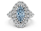 White gold Fancy Blue Marquise Cut Diamond Halo Ring with Pavé Band and Four-Prong Setting_53