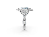 White gold Fancy Blue Marquise Cut Diamond Halo Ring with Pavé Band and Four-Prong Setting_55