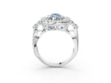 White gold Fancy Blue Marquise Cut Diamond Halo Ring with Pavé Band and Four-Prong Setting_56