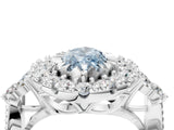 White gold Fancy Blue Marquise Cut Diamond Halo Ring with Pavé Band and Four-Prong Setting_57