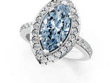 White gold Fancy Blue Marquise Cut Diamond Halo Ring with Pavé Band and Prong Setting_13
