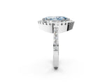 White gold Fancy Blue Marquise Cut Diamond Halo Ring with Pavé Band and Prong Setting_14