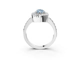 White gold Fancy Blue Marquise Cut Diamond Halo Ring with Pavé Band and Prong Setting_15