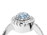 White gold Fancy Blue Marquise Cut Diamond Halo Ring with Pavé Band and Prong Setting_16