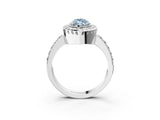 White gold Fancy Blue Marquise Cut Diamond Halo Ring with Pavé Band and Prong Setting_3