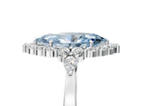 White gold Fancy Blue Marquise Cut Diamond Halo Ring with Pear Side Stones and Prong Setting_100