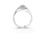 White gold Fancy Blue Marquise Cut Diamond Halo Ring with Pear Side Stones and Prong Setting_98