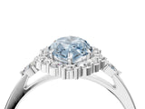 White gold Fancy Blue Marquise Cut Diamond Halo Ring with Pear Side Stones and Prong Setting_99