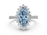 White gold Fancy Blue Marquise  Cut Diamond Halo Ring with Round Brilliant Halo and Solitaire Band_87