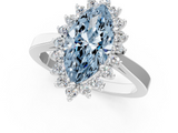 White gold Fancy Blue Marquise  Cut Diamond Halo Ring with Round Brilliant Halo and Solitaire Band_88