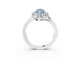 White gold Fancy Blue Marquise  Cut Diamond Halo Ring with Round Brilliant Halo and Solitaire Band_90