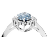 White gold Fancy Blue Marquise  Cut Diamond Halo Ring with Round Brilliant Halo and Solitaire Band_91