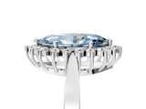 White gold Fancy Blue Marquise  Cut Diamond Halo Ring with Round Brilliant Halo and Solitaire Band_92