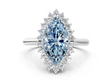 White gold Fancy Blue Marquise  Cut Diamond Halo Ring with Solitaire Band and Prong Setting_74