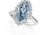 White gold Fancy Blue Marquise  Cut Diamond Halo Ring with Solitaire Band and Prong Setting_75