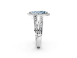 White gold Fancy Blue Marquise Cut Diamond Halo Ring with Split Shank Pavé Band and Four-Prong Setting_25