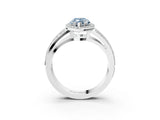 White gold Fancy Blue Marquise Cut Diamond Halo Ring with Split Shank Pavé Band and Four-Prong Setting_27