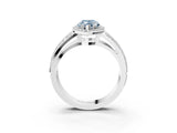 White gold Fancy Blue Marquise Cut Diamond Halo Ring with Split Shank Pavé Band and Four-Prong Setting_44