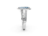 White gold Fancy Blue Marquise Cut Diamond Halo Ring with Split Shank Pavé Band and Four-Prong Setting_48