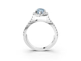 White gold Fancy Blue Marquise Cut Diamond Halo Ring with Split Shank Pavé Band and Prong Setting_82