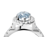 White gold Fancy Blue Marquise Cut Diamond Halo Ring with Split Shank Pavé Band and Prong Setting_83