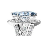 White gold Fancy Blue Marquise Cut Diamond Halo Ring with Split Shank and Bezel Accents and Four-Prong Setting_5