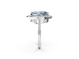 White gold Fancy Blue Marquise Cut Diamond Halo Ring with Split Shank and Four-Prong Setting_106