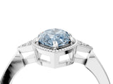 White gold Fancy Blue Marquise Cut Diamond Halo Ring with Tapered Band and Four-Prong Setting_23