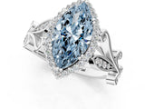 White gold Fancy Blue Marquise Cut Diamond Halo Ring with Vintage Split Shank and Four-Prong Setting_102