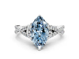 White gold Fancy Blue Marquise Cut Diamond  Halo Twist Band Solitaire Prong Setting Ring_12
