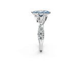 White gold Fancy Blue Marquise Cut Diamond  Halo Twist Band Solitaire Prong Setting Ring_14