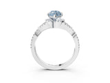 White gold Fancy Blue Marquise Cut Diamond  Halo Twist Band Solitaire Prong Setting Ring_15