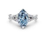 White gold Fancy Blue Marquise Cut Diamond  Halo Twist Band Solitaire Prong Setting Ring_24
