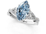 White gold Fancy Blue Marquise Cut Diamond  Halo Twist Band Solitaire Prong Setting Ring_25
