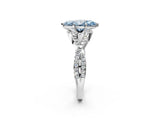 White gold Fancy Blue Marquise Cut Diamond  Halo Twist Band Solitaire Prong Setting Ring_26