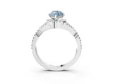White gold Fancy Blue Marquise Cut Diamond  Halo Twist Band Solitaire Prong Setting Ring_27