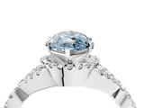 White gold Fancy Blue Marquise Cut Diamond  Halo Twist Band Solitaire Prong Setting Ring_28