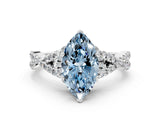 White gold Fancy Blue Marquise Cut Diamond  Halo Twist Band Solitaire Prong Setting Ring_54