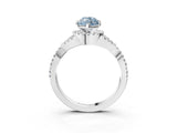 White gold Fancy Blue Marquise Cut Diamond  Halo Twist Band Solitaire Prong Setting Ring_57