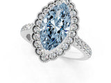 White gold Fancy Blue Marquise  Cut Diamond Milgrain Floral Halo Engagement Ring with Pavé Band_16