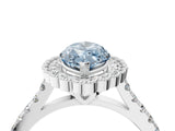 White gold Fancy Blue Marquise  Cut Diamond Milgrain Floral Halo Engagement Ring with Pavé Band_19