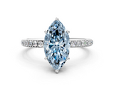 White gold Fancy Blue Marquise  Cut Diamond Pavé Band Ring with Four-Prong Setting_24