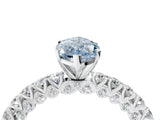 White gold Fancy Blue Marquise Cut Diamond Pavé Band Solitaire Ring with Prong Setting_94