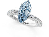 White gold Fancy Blue Marquise Cut Diamond Pavé Band Solitaire Ring with Prong Setting_97