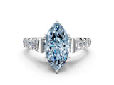 White gold Fancy Blue Marquise  Cut Diamond Pavé Band Solitaire with Four-Prong Setting_15