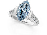 White gold Fancy Blue Marquise  Cut Diamond Pavé Band Solitaire with Four-Prong Setting_16