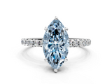 White gold Fancy Blue Marquise  Cut Diamond Pavé Band Solitaire with Four-Prong Setting_3